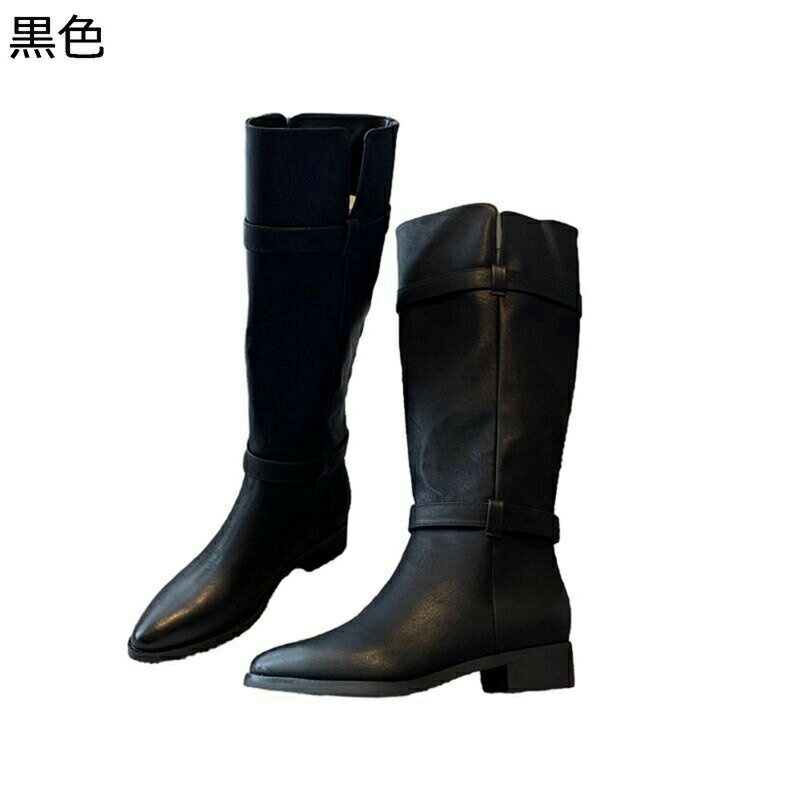 ジョッキーブーツ レディース ロングブーツ ウエスタンブーツ 長靴 ポインテッドトゥ 乗馬 ひざ丈 PU ゆったり 細身 裾スリット 疲れない 柔らかい 韓国 アメカジ 秋冬春 滑り止め バイク用 フェス