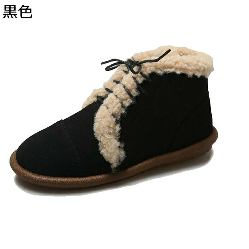 ショートブーツ 女性用 スノーブーツ レディース ボア付き ハイカット レースアップ スエード 冬用 雪遊び 防寒靴 柔らか 防雨 厚底 滑り止め ビッグサイズ 短靴 軽量 フラット アウトドア カジュアル