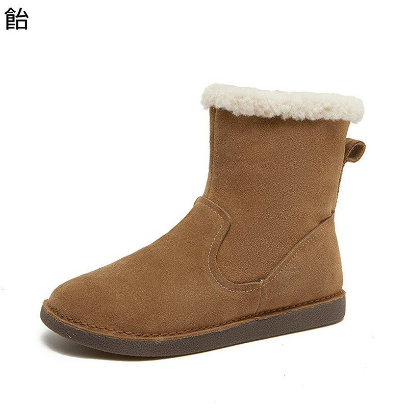 スノーブーツ ショートブーツ レディース ボア付き 綿靴 スエード サイドジップ 短靴 雪対策 ミドルカット 防寒対策 大きめ 雪用 無地 脚長 履きやすい 屈曲性 滑り止め アウトドア キャンプ スキー 雪道