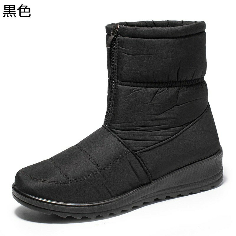 ショートブーツ ウインターブーツ レディース 裏起毛 大きいサイズ ミドルブーツ 冬物 雪遊び 防寒靴 フロントジップ 歩きやすい おしゃれ 防雨 厚底 滑り止め ゆったり 短靴 シンプル 旅行 お出かけ