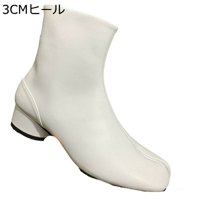 ブーツ 足袋型 レディース ショート丈 太めヒール 大きいサイズ 足袋シューズ ストレッチブーツ 短筒ブーツ チャンキーヒール スリッポン 着脱簡単 秋冬 エナメル メタリック モード オシャレ