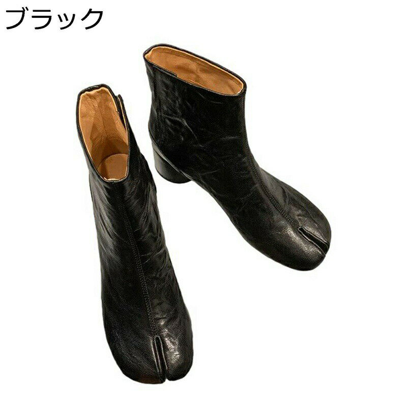 ブーツ 足袋型 レディース ショート丈 チャンキーヒール 5CMヒール シープスキン スリッポン ストレッチ エナメル くしゅくしゅ ヴィンテージ 足袋 脱ぎ履き便利 ラム革 スエード 秋冬Color,Size]