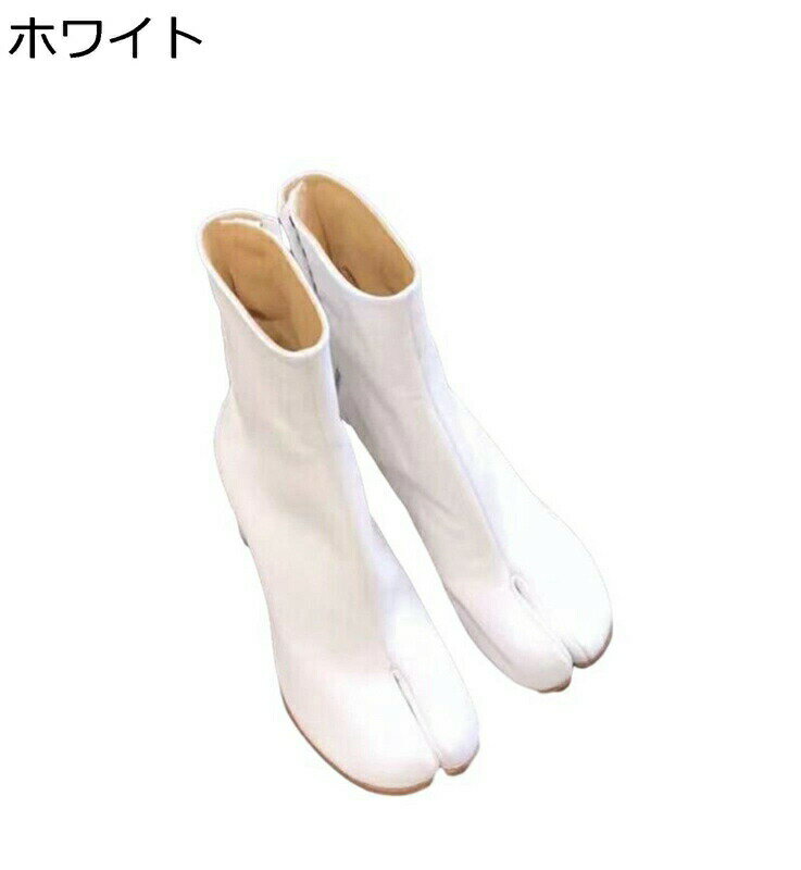 足袋型 ブーツ レディース 大きいサイズ 8CMヒール 足袋シューズ ハイヒール ショート丈 PU 短ブーツ バックポタン 足袋ブーツ 秋冬 ファンション エレガント 婦人靴 デザイン 純粋 通勤