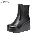 ショートブーツ 厚底 レディース ウェッジソール サイドゴア スリッポン 8cmヒール ラウンドトゥ 大きいサイズ 純粋 エレガント 身長アップ 暖かい ファンション 履き心地 歩きやすい 秋冬