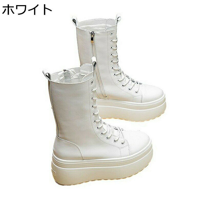 厚底 ショートブーツ レディース ハイヒール レースアップ 8cmヒール サイドジップ ハイヒール 純粋 ミドル丈 プラットフォーム 滑り止め 秋冬 スニーカーブーツ 通勤 通学 デーリー 短靴