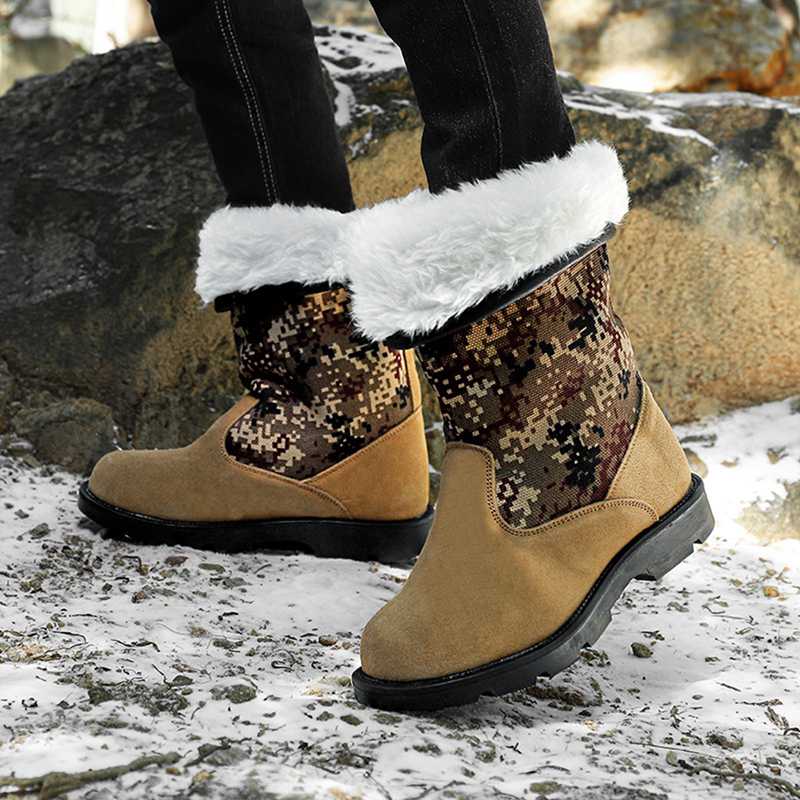 ムートンブーツ メンズ ミリタリーブーツ 迷彩 カモフラ柄 裏起毛 ファー 保温 防寒 ロングブーツ ハイカット 大きいサイズ アウトドア 防滑 耐摩耗性 登山靴 スノーブーツ SWAT ハイキングシューズ 2