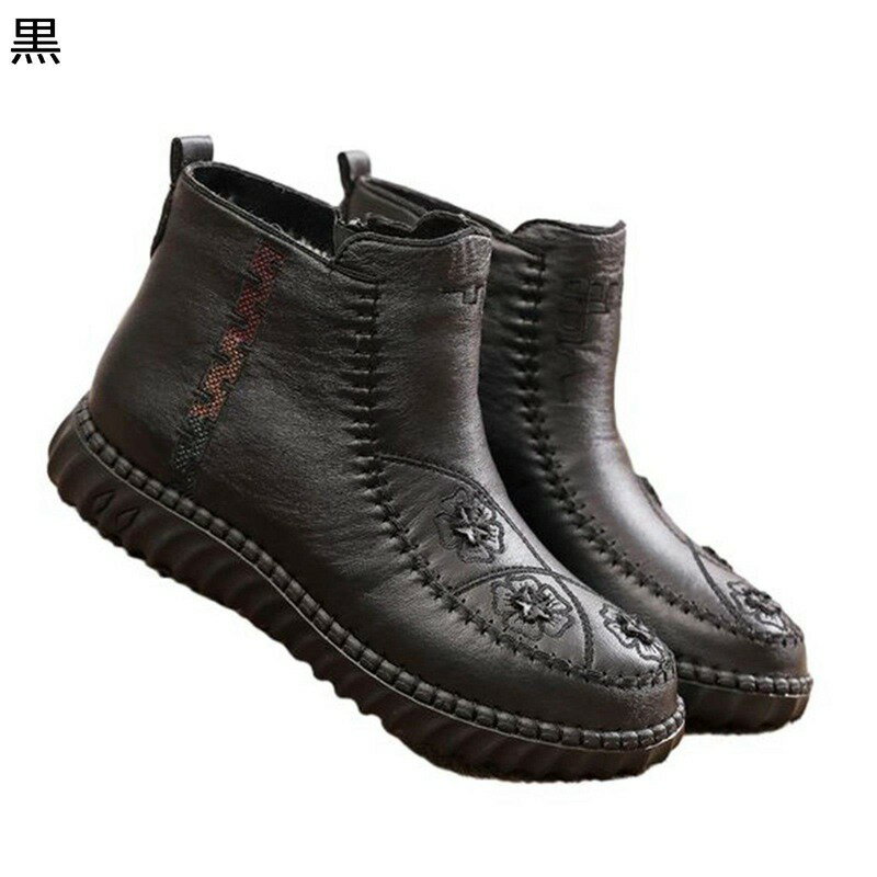 スノーシューズ レディース ショートブーツ 花飾り 花 大きいサイズ ムートンブーツ 中高年 お母さん ウィンターブーツ サイドジップ 防寒 裏ボア もこもこ 滑りにくい 秋冬 女性 お洒落 母の日