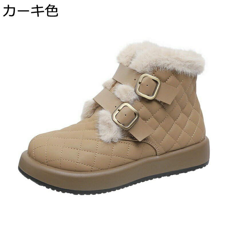 ショートブーツ スノーシューズ レディース モンクストラップ ベルト 裏起毛 ふわふわ ムートンブーツ 柔らかい 暖か アウトドアシューズ 防寒靴 滑り止め やわらか 冬 シンプル オシャレ