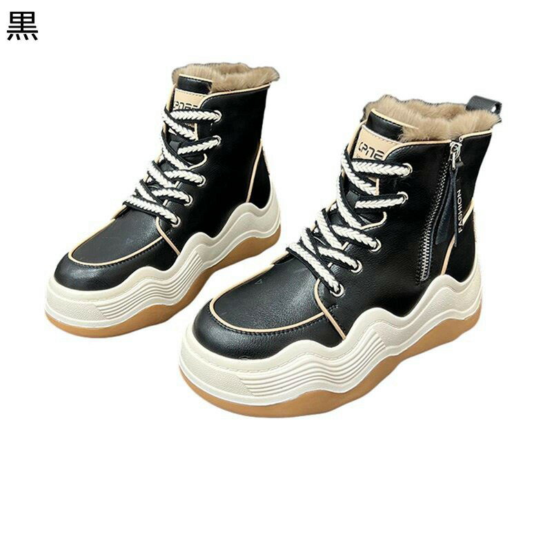 ムートンブーツ 本革 レディース レザー 厚底靴 レースアップ ショートブーツ スノーブーツ ウィンターブーツ 裏起毛 もこもこ 防寒ブーツ 防寒靴 走れる ファッション オシャレ 日常 普段用
