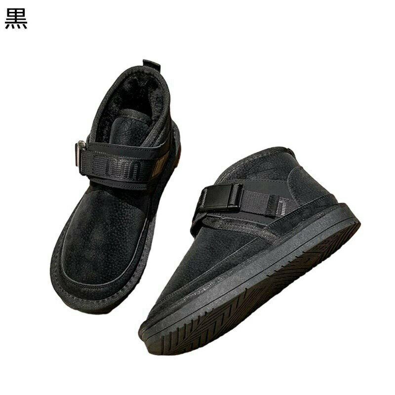 ウィンターブーツ 大きいサイズ スノーシューズ レディース ムートンブーツ ショートブーツ モンクストラップ ベルト 裏ボア もふもふ 保温性 撥水加工 防寒靴 雪靴 滑りにくい 冬用