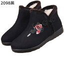 ウィンターブーツ ウール 花柄 刺繍 レディース 婦人 チャイナボタン 大きいサイズ サイドゴア スノーシューズ ムートンブーツ ショートブーツ 裏パイル 高齢者 老人 防寒靴 雪靴 滑りにくい