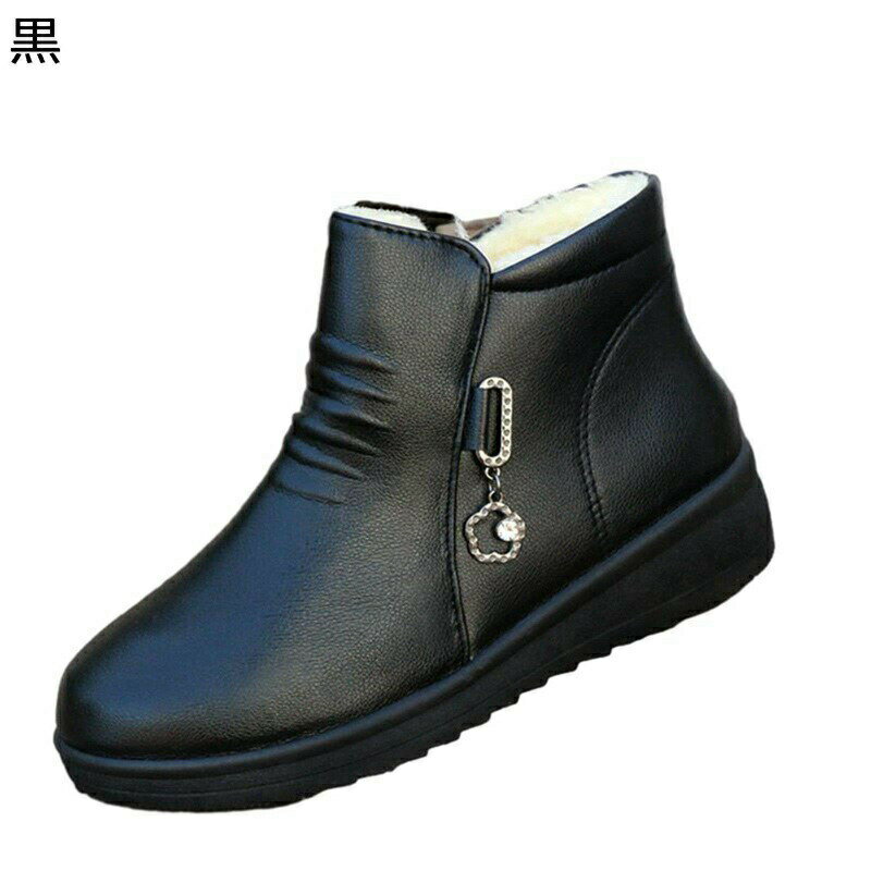 ショートブーツ ラインストーン レディース ダイヤ式 蝶結び リボン ムートンブーツ ウィンターブーツ 暖かい 防寒靴 スノーシューズ 柔らかい 裏起毛 ふわふわ 冬靴 女性 50-70代 カジュアル