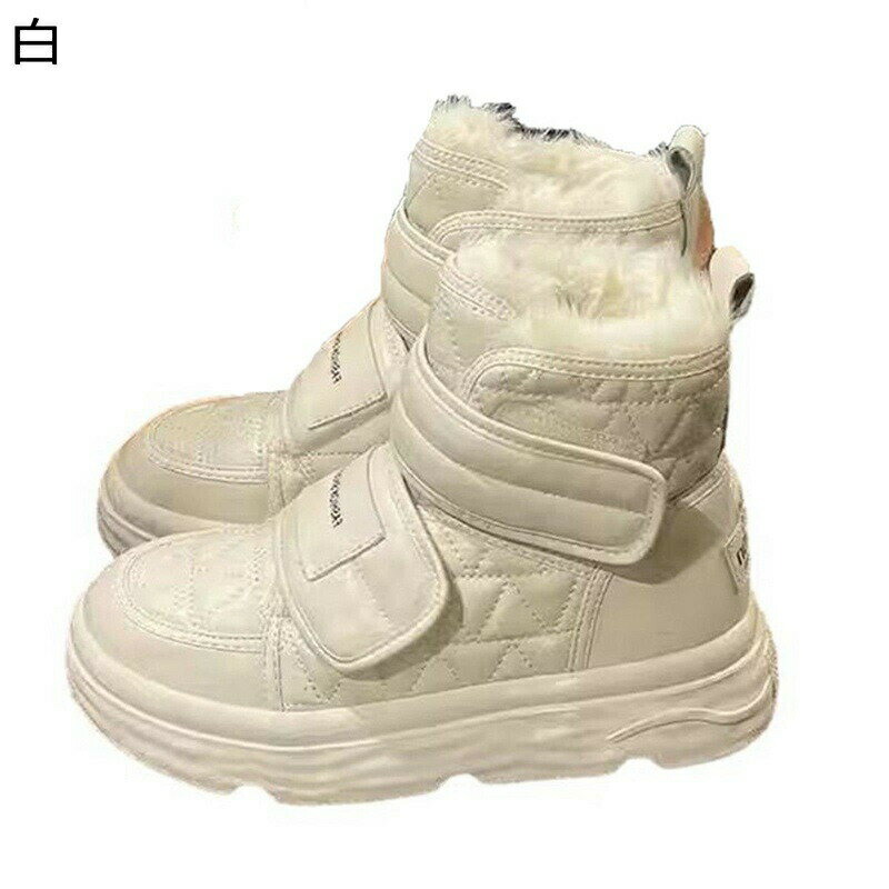 ウィンターブーツ ショートブーツ レディース マジックテープ 厚底靴 裏パイル ふわふわ スノーシューズ ムートンブーツ プラットフォーム 防寒対策 綿靴 防寒靴 雪用 冬用 スポーツ スキー