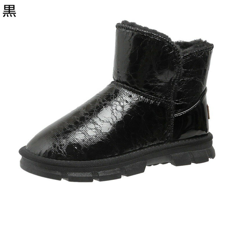 ムートンブーツ ウィンターブーツ レディース エナメル素材 光沢感 スノーブーツ 短靴 雪靴 裏パイル ふわふわ 厚底 防風防雨 やわらか 撥水 おしゃれ 女性用 通学 日常 冬用 スキー トレンド
