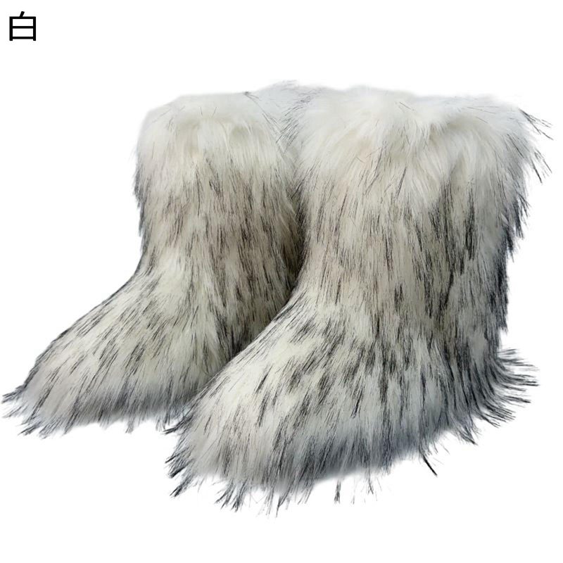 スノーシューズ レディース フェイクファー ショートブーツ 裏起毛 フェイクファー 冬 毛皮ブーツ ファッションウィンターブーツ タヌキの毛皮 スノーブーティー 大きいサイズ 男女兼用