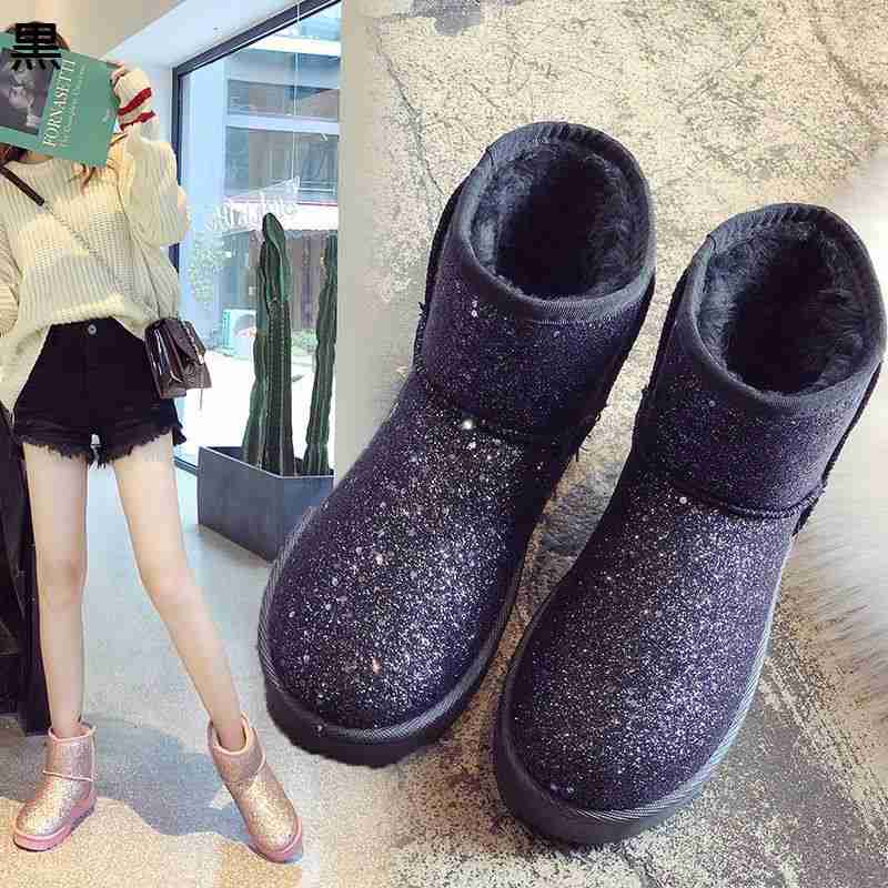 ムートンブーツ レディース スパンコール きらきら エナメル ショート あったか スノーシューズ 防寒靴..