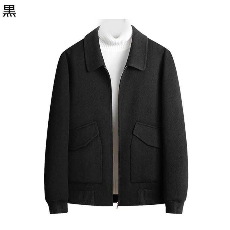 ラシャコート ウール100％ジャケット メンズ ショート丈 ラペル ブルゾン スーツ襟 防寒 保温性 紳士着 ポケット 秋冬用 着痩せ ゆったり カジュアル ビジネス 厚さ 韓国風 オシャレ 日常