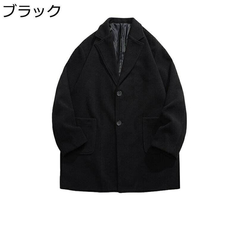 ラシャコート M-5XL ミドルコート メンズ チェスターコート 無地 テーラード オーバーコート 大きめ 男女兼用 春服 秋冬服 長袖 ポケット付き コンフォート ゆったり カジュアル デイリー 通勤