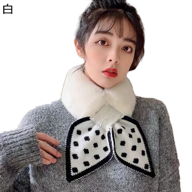 ティペット スヌード レディース フェイクファーマフラー 差し込み ドット柄 水玉柄 冬用 首巻き ネッ..