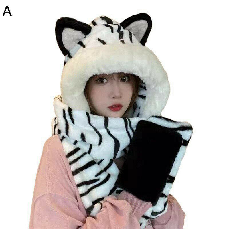 鹿の角付きマフラー 3in1 レディース 手袋 一体型 かわいい 萌え萌え 秋冬 ぽかぽか 防寒 多機能 耳付..