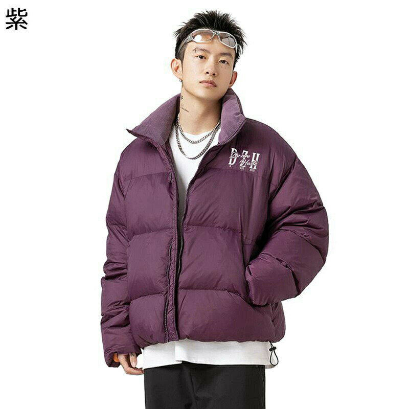 ダウンコート メンズ レディース ダウンジャケット ダウンブルゾン あったか 真冬対応 90ダウン 腰丈 英字柄 防寒アウター ゆったり 立て襟 純色 ユニセックス おしゃれ ユニセックス 潮流