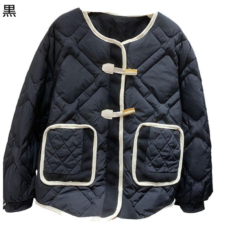 ダウンジャケット レディース Uネック アヒル羽毛 ダウン トグルボタン アーガイル柄 ポケット付き ダウン入れ パファージャケット 長袖 秋冬 あったか 女性...