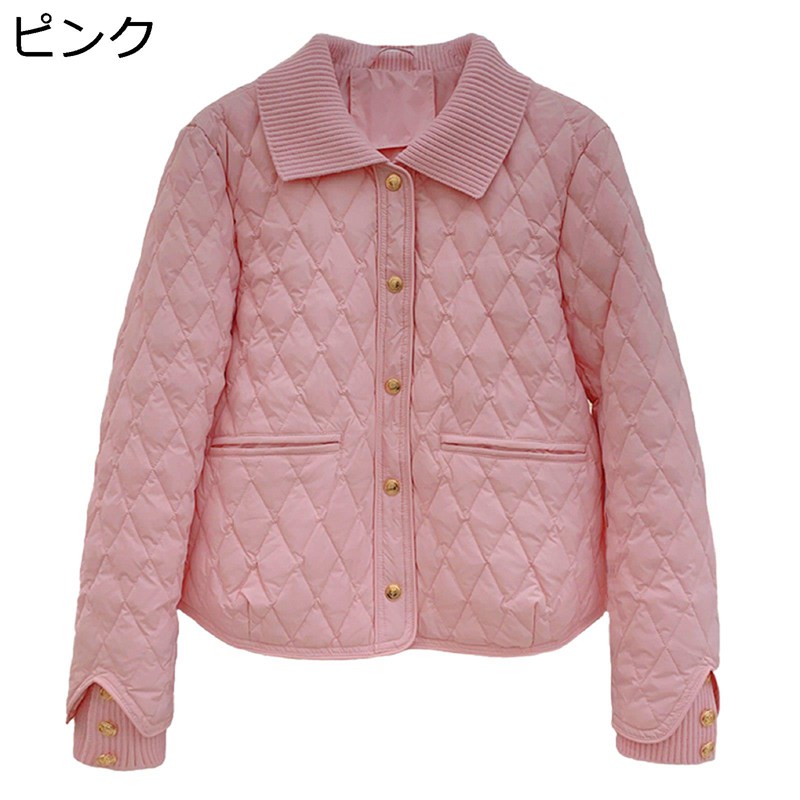ダウンジャケット レディース ニット 折り襟 ボタン付き アーガイル ポケット付き アヒル羽毛 長袖 冬用 防寒ジャケット トップス 軽量 暖かい 女性用 ファッション ゆったり 日常 普段用