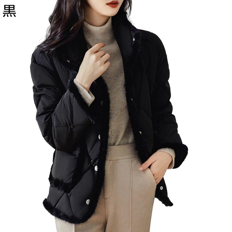 ダウンジャケット レディース 裏起毛 モコモコ 立ち襟 アーガイル柄 ファー付き ジャケット ポケット付き ボタン付き アヒル羽毛 上着 長袖 厚手 保温 おし...