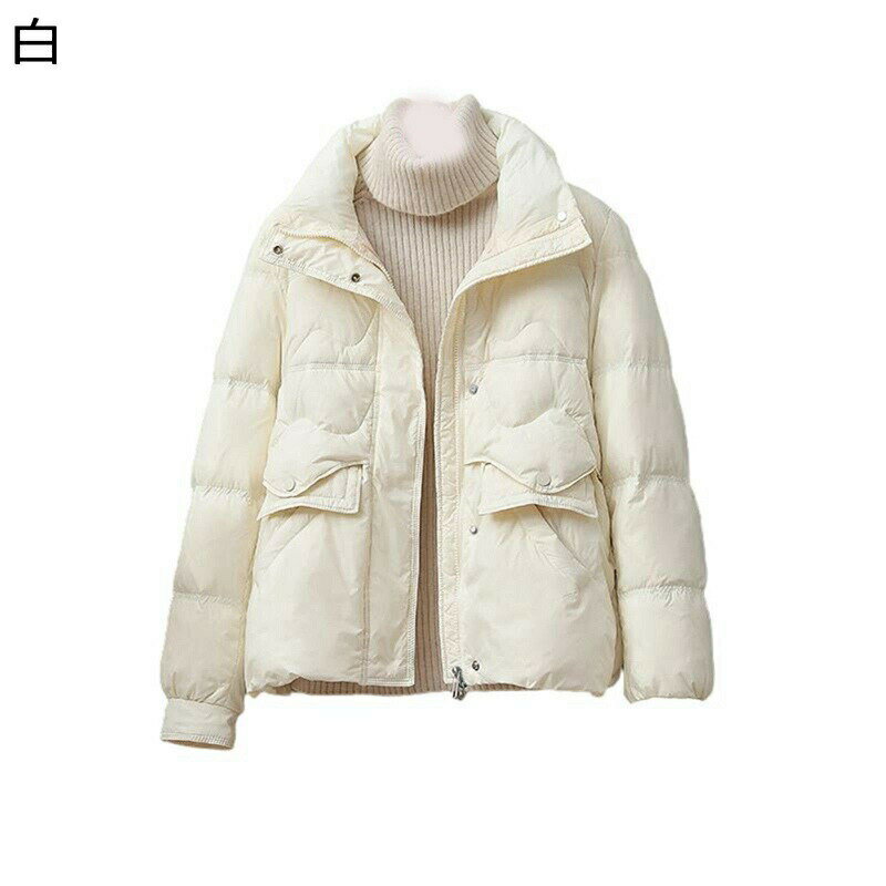 ブルゾン レディース ダウンジャケット ショート 立ち襟 ポケット付き ジップアップ ウィンタージャケ..