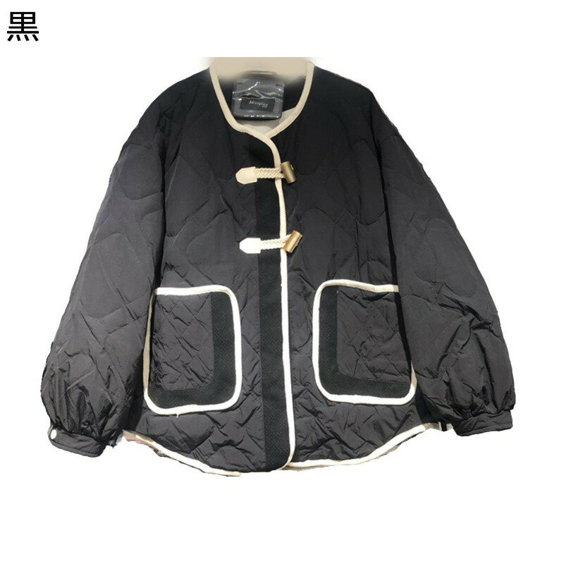 ジャケットジャケット レディース キルティング アヒル羽毛 アーガイル柄 ダウン入れ ボタン付き ボリューム袖 丸首 ダウン ポケット付き 長袖 秋 冬 暖か ...