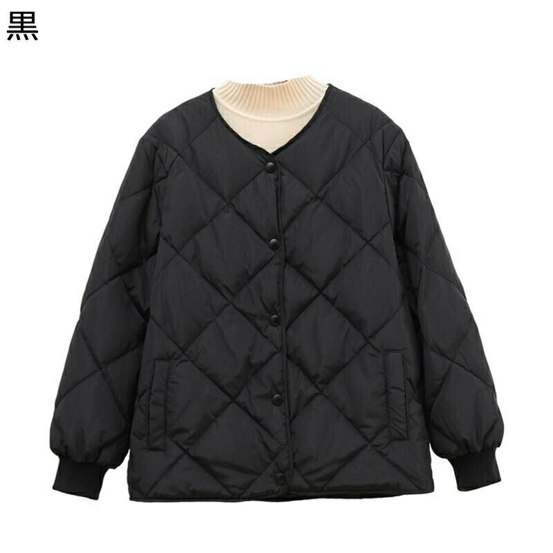 ダウンジャケット ノーカラー レディース キルティング アーガイル柄 ボタン付き アヒル羽毛 ダウン ウィンタージャケット 長袖 秋冬服 暖かい 保温 アウター...