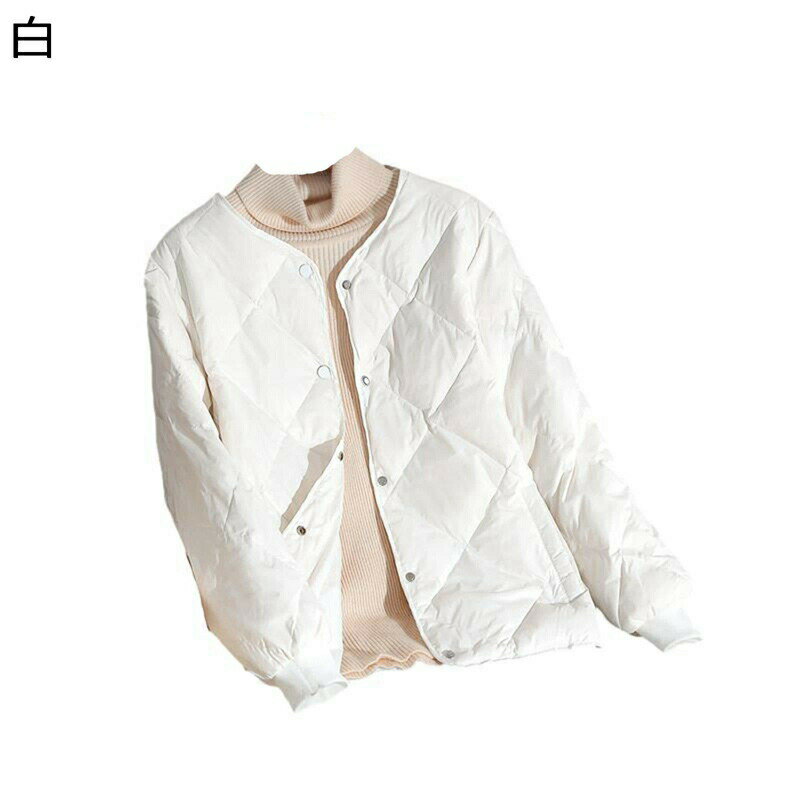 ダウンジャケット レディースキルティング アーガイル柄 ボタン付き ダウン ジャケット アヒル羽毛 ウルトラライトジャケット 長袖 暖か トップス 冬用 やわら...