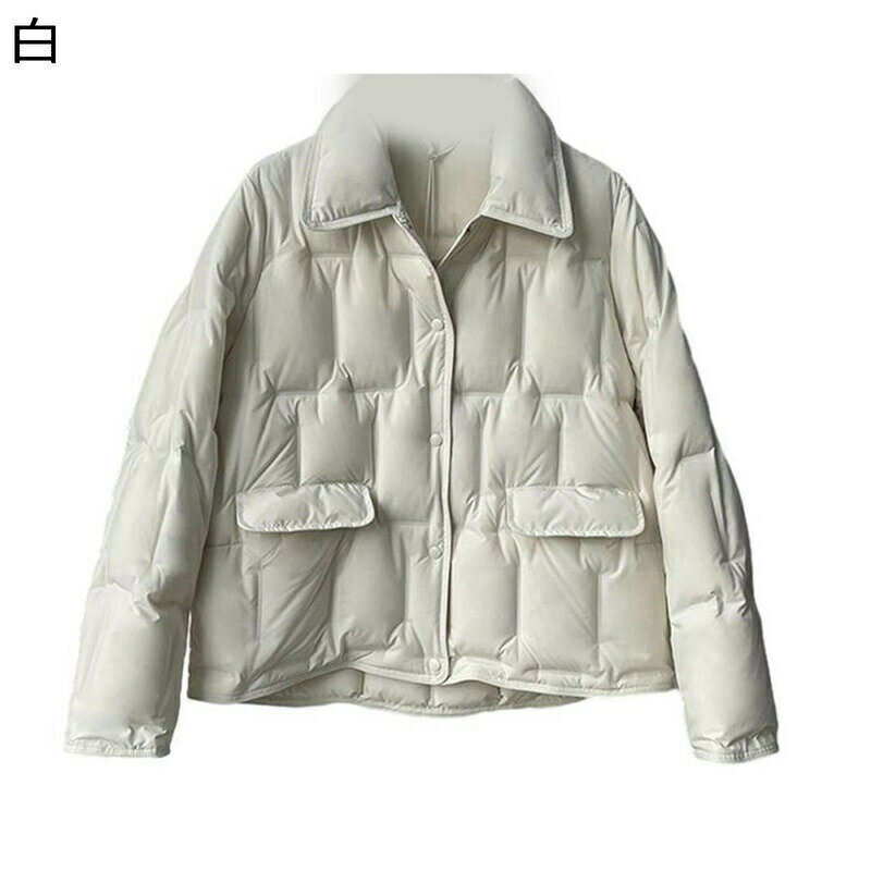 ダウンジャケット レディース ショート アヒル羽毛 ダウン入り 折り襟 格子 ポケット付き スナップ ダウンコート ダウンコート 防寒ジャケット 長袖 秋 冬 暖か 防寒 アウター 潮流 日常