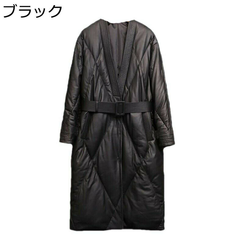 レディース ロングコート ダウンジャケット ダウンコート PU コート ベンチコート 防寒コート ロング丈 エレガント シルエット フォーマル ファッション カジュアル 通勤 春 秋 冬 オフィス