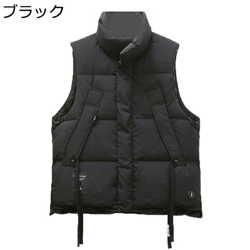 ダウンジャケット ダウンベスト メンズ レディース ダウン入れ90 無袖ジャケット ペアルック ジッパーポケット スタンドカラー チョッキ 秋用 暖かいベスト 厚地 防寒対策 ファッション 韓国風 ワーク ストリート