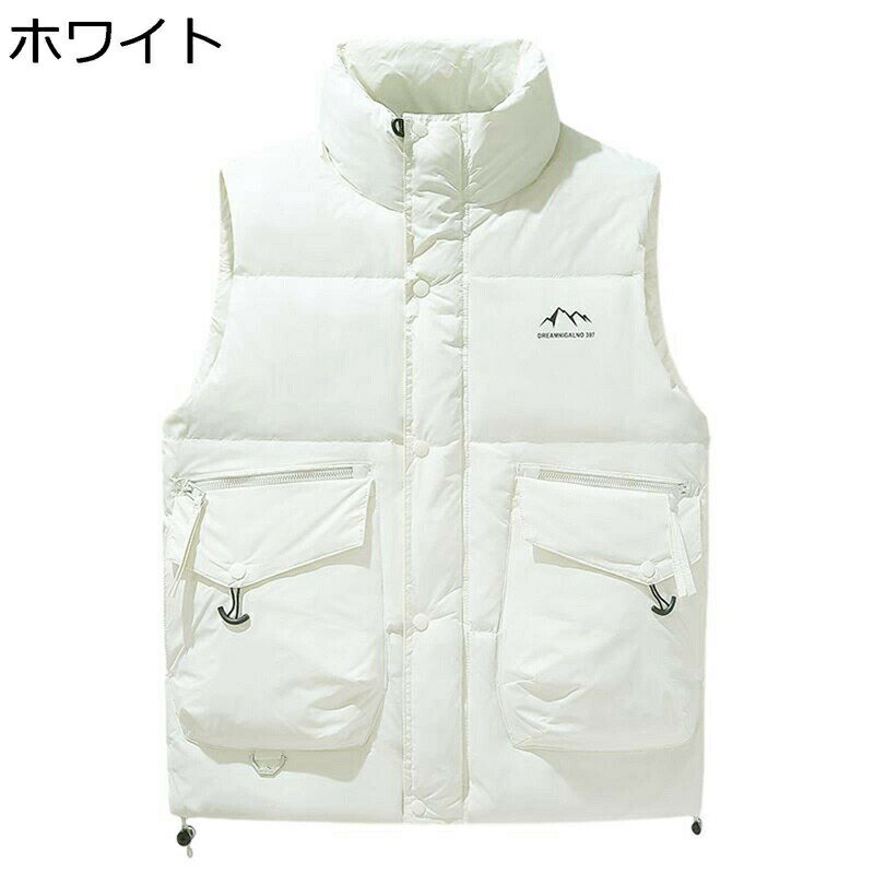 ダウンベスト 4xl メンズ ダウン入れ ウルトラライト ショートダウン ジップポケット 立ち襟 秋冬 暖か 防風防寒 無袖 アウターベスト チョッキ ダウンジャケット コンフォート 普段用 ハイキン