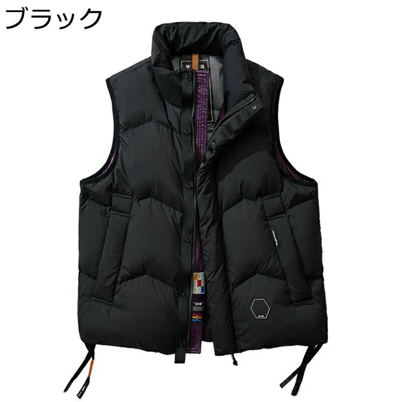 メンズ ダウンベスト 90ダウン入りベスト 男性 ダウンジャケット 立ち襟 ベスト 無袖ジャケット カジュアル 保温性 ゆったり 防寒対策 軽い 冬物 ワーク 通勤着 普段使い パファー ランニング