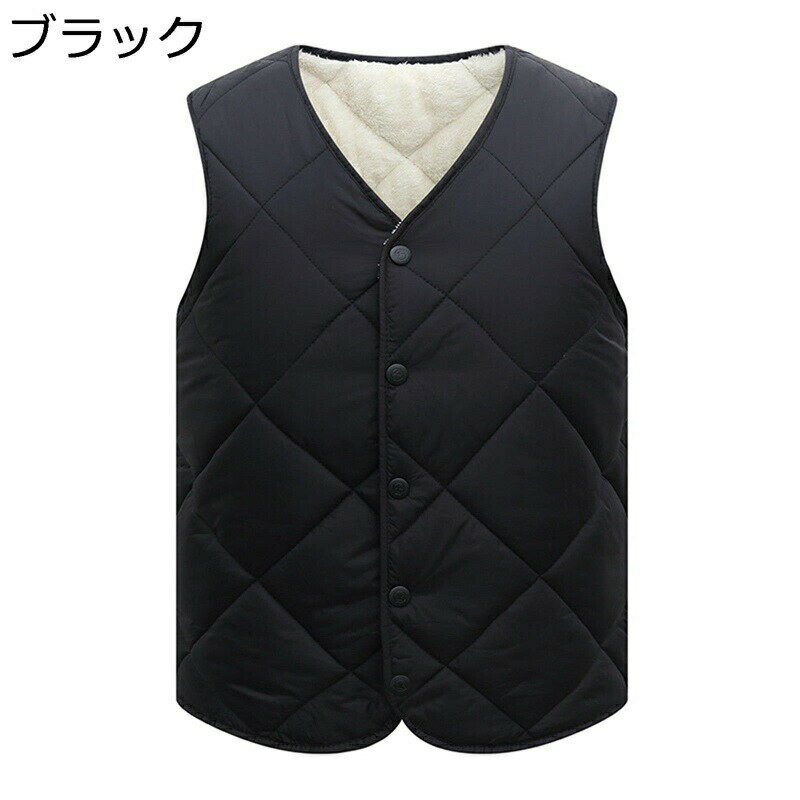 インナーベスト 5xl 裹ボア ボアベスト コットンベスト メンズ 中綿入りベスト ウルトラライト 秋冬用 あったか 防寒対策 ノースリーブ V首 チョッキ 上着 コンフォート お年寄り 高齢者