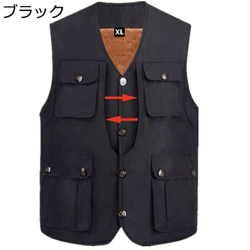 中綿ベスト ボアベスト 無袖ジャケット メンズ 中綿入れベスト 大きめ ボアフリース マルチポケット ワーク チョッキ ポタン かっこいい 秋冬 蓄熱保温 コンフォート 30代 40代 50代 60代 バイキング 釣り