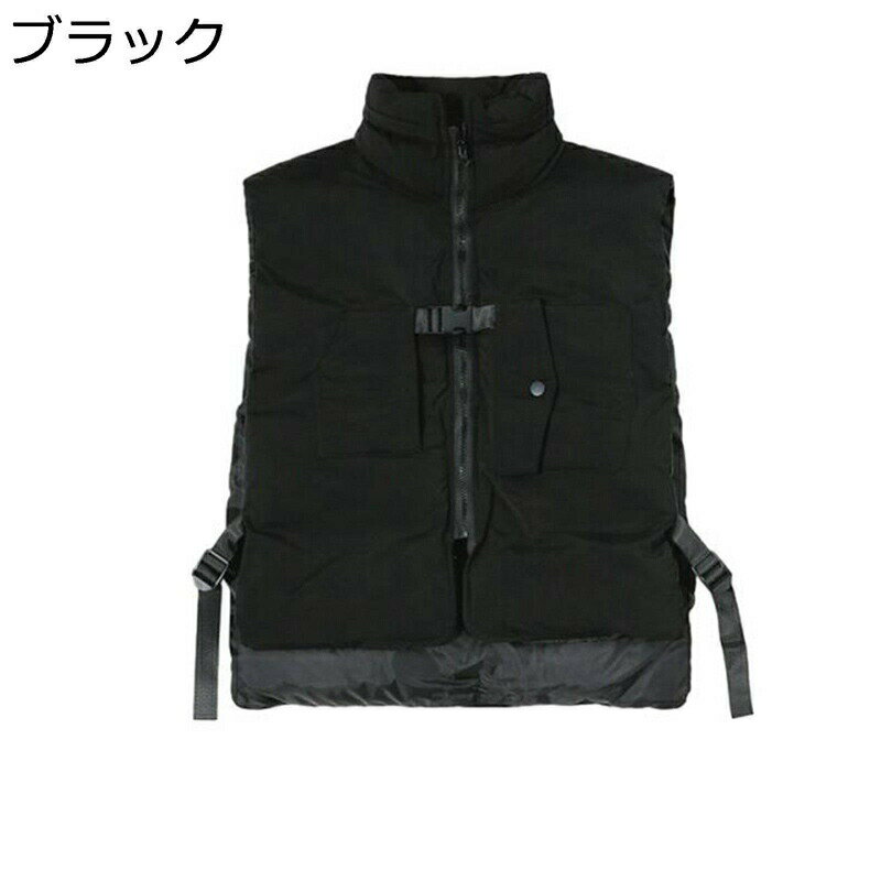 パファーベスト メンズ 中綿ベスト ダウンベスト 韓国風 ストリート 秋冬 個性 ゆったり 裏起毛 コート トップス 防寒 無地 暖かい あったか カジュアル 冬用ベスト 立ち襟 通勤通学 お出かけ