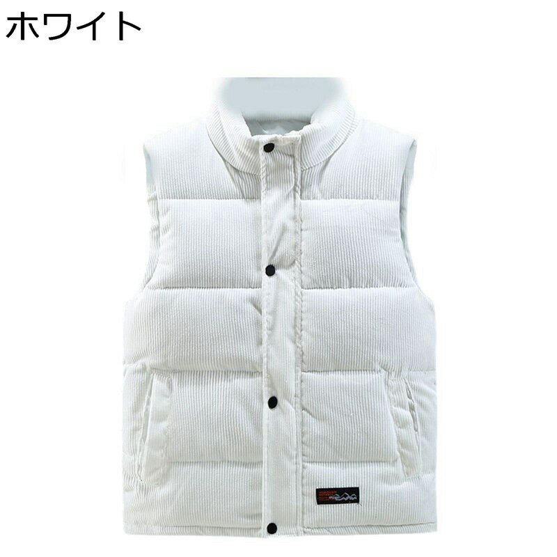 ベスト メンズ ダウンベスト 春秋冬 大きいサイズ 立ち襟 スタンドカラー 袖なし ノースリーブジャケット ワンポイント カジュアル 無地 保温 防寒着 裏起毛 アウトドア 通勤通学