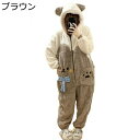 ルームウェア 4xl レディース パンダ柄 パジャマ 秋冬向き 蝶結び オールインワン ロンパース フランネル 部屋着 おおきいサイズ ナイトウェア フッド 裹...