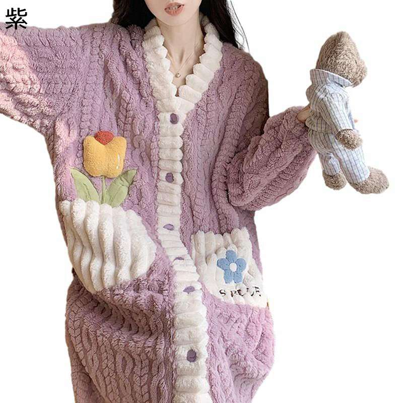 ナイトガウン レディース 上下セット ナイトウェア ネグリジェ 保温防寒 暖か ふわもこ 蝶結び 姫系 寝巻き 厚い ゆったり 秋冬着 かわいい 寝間着 便利服 萌え ギフト ぱじゃま 肌触り