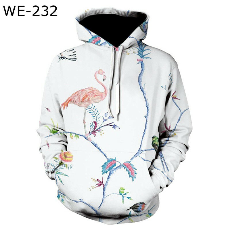 パーカー メンズ プルオーバー 大きいサイズ フード付き フラミンゴ柄パーカー 春秋 ゆったり 原宿風 おしゃれ 3dプリント 総柄 ストリート カジュアル スポーツ アウトドア 男女兼用