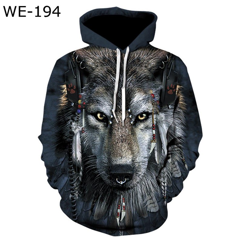 オオカミ柄パーカー プルオーバー メンズ フード付きパーカー 原宿風 おしゃれ 3Dプリント 大きいサイズ 体型カバー 柔らかい フーディー ストリート 春秋 カジュアル 耐久性 旅行 スポーツ