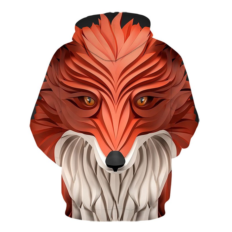 パーカー プルオーバー メンズ 大きいサイズ フード付きパーカー 狐柄 動物柄 おしゃれ 3Dプリント フォックス 総柄 春秋 ゆったり ストリート カジュアル 肌触りがいい 耐久性 スポーツ