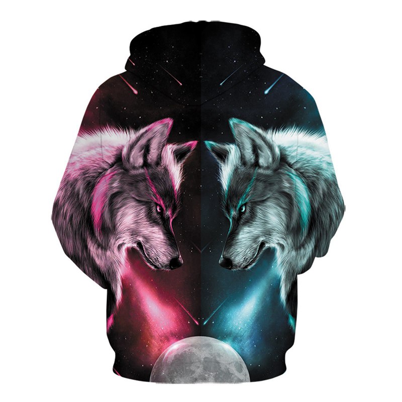 パーカー メンズ プルオーバー フード付きパーカー 春秋 カジュアル オオカミ柄 原宿風 おしゃれ 3dプリント 動物柄 大きいサイズ 体型カバー 柔らかい ストリート 汗染み防止 上着