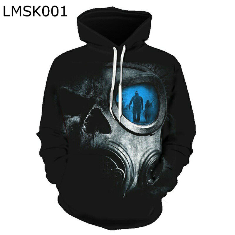 パーカー メンズ プルオーバー フード付き 髑髏柄パーカー 大きいサイズ 欧米風 おしゃれ 総柄 3Dプリント ゆったり ストリート 春秋 カジュアル 男女兼用 スポーツ アウトドア