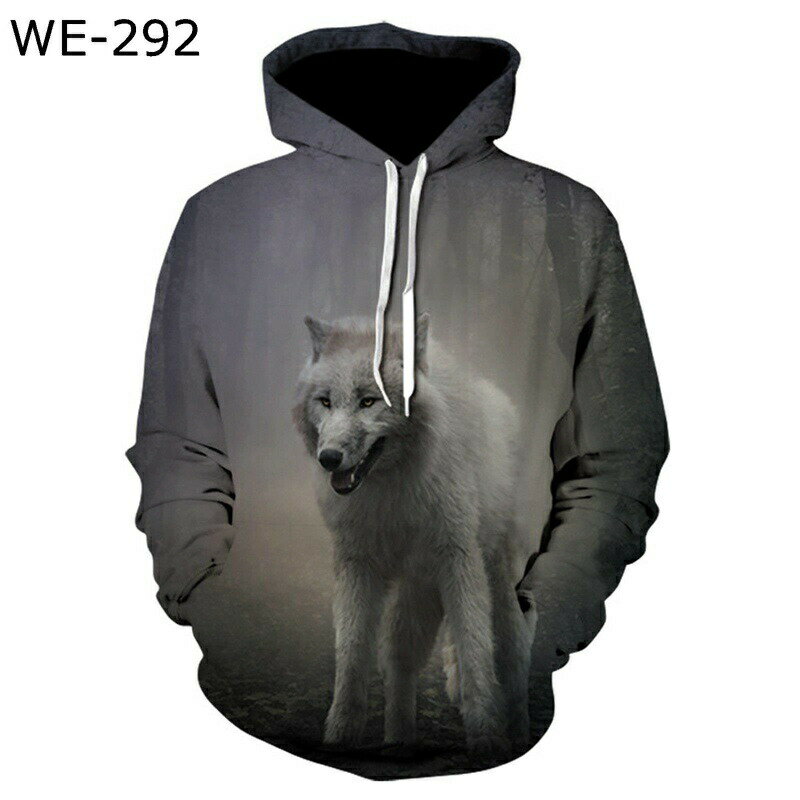 パーカー プルオーバー メンズ 大きいサイズ フード付き 春秋 ゆったり オオカミ柄 欧米風 おしゃれ 3Dプリント 動物柄 ストリート カジュアル 着心地が良い 男女兼用 スポーツ カップル(4)