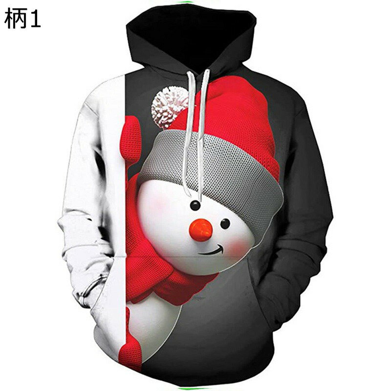 パーカー メンズ プルオーバー フード付きパーカー クリスマス 欧米風 おしゃれ 3Dプリント 雪だるま柄 大きいサイズ ゆったり 柔らかい ストリート 春秋 カジュアル 耐久性 フーディー